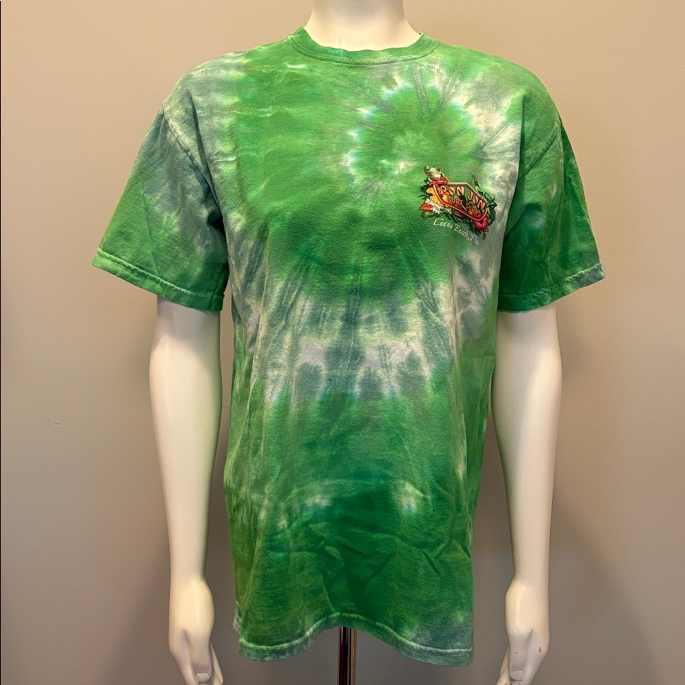 Ron Jon Surf Shop Green Tie-Dye Short Sleeve Tee Size M Unisex Parrot Frog Vacay